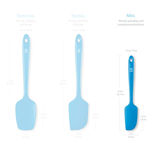 DI ORO Mini Silicone Spatula - Small Jar Scraper, 600F Heat Resistant, Blue - color: Blue