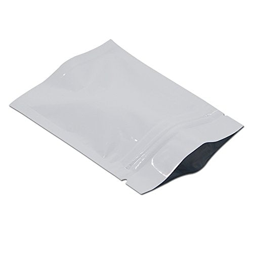 100 Pack 3.1x4.7 inch Opaque White Reusable Resealable Mylar Bags - color: White, size: 3.1x4.7 inch