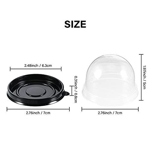Patelai 150 Pcs Mini Cupcake Containers Clear Plastic Dome Boxes, Black - color: Black