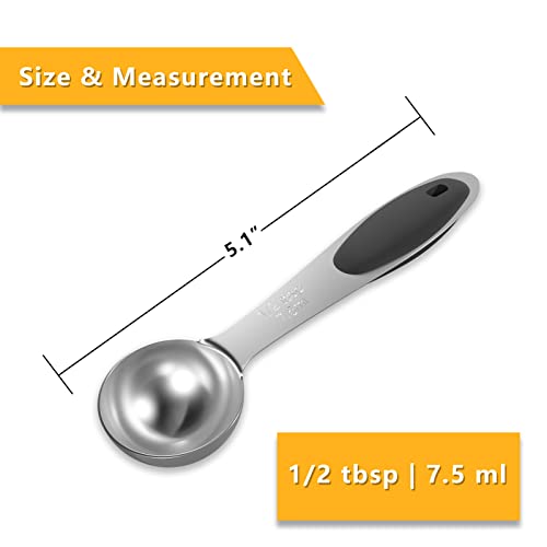 2PCS 1/2Tbsp(7.5ml, 1/4oz) Measuring Spoon, Stainless Steel Measure Scoop - size: 1/2tbsp