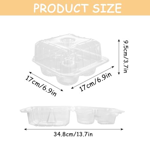 50PCS Cupcake Containers 4 Count, 3.7 inch Deep