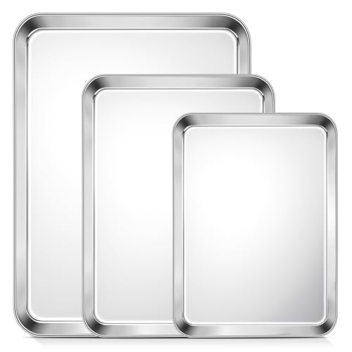TeamFar Baking Sheet, Cookie Sheets Baking Pans Set of 3, 16/12.5/10.5 Inch - size: 16" & 12.5" & 10.5"