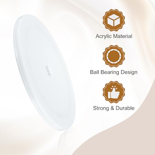 uxcell 4Pack Acrylic Lazy Susan Turntable, 9" Spinner Lazy Susan Turntable Organizer, Acrylic Ball Bearing Rotating Tray for Pantry Spice Rack Decorating, White - size: 9"