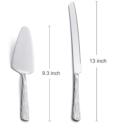 Silver 2-Piece Stainless Steel Cake Cutter Set with Pattern Handle - color: Silver