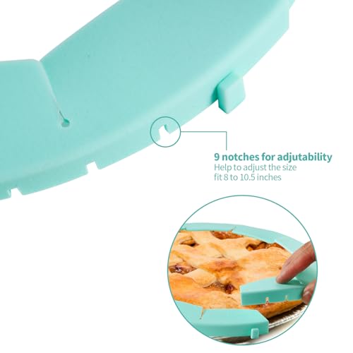 Heavy Duty Silicone Pie Crust Shield Edge Protector Fit 8-10.5 Inch Pie Pan - color: Cyan