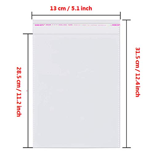 200pcs 5"x11" Clear Resealable Cellophane Bag Self Adhesive - size: 5x11 Inch (Pack of 200)