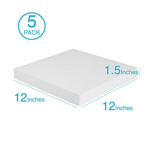 Silverlake 12x12x1.5 Craft Foam for Styrofoam Block Projects (5-Pack) - size: 12x12x1.5 inches