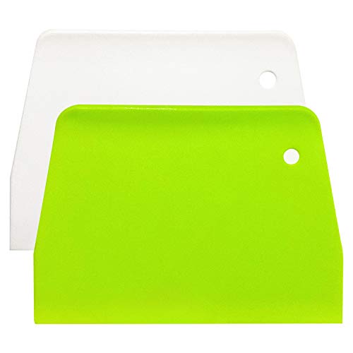 (2PCS) Dough Scraper Bowl Scraper ，Food safe Plastic Dough Cutter， Flexible Plastic Scraper Practical Bench Scraper Multipurpose Food Scrappers for Bread Dough Cake Fondant Icing