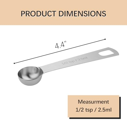 5PCS 1/2tsp(1/6tbsp, 2.5ml) Measuring Spoon, Stainless Steel Teaspoon - size: 1/2tsp