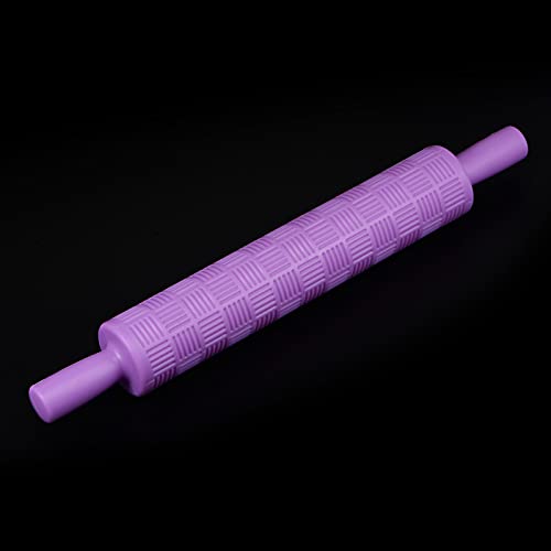 HARFINGTON Pattern Embossed Rolling Pin 14.57" x 1.97" Strip 3D Pattern PP Plastic Non-Stick Embossing Textured Rolling Pins for Baking Cookie Fondant Pastry Clay Dough, Purple