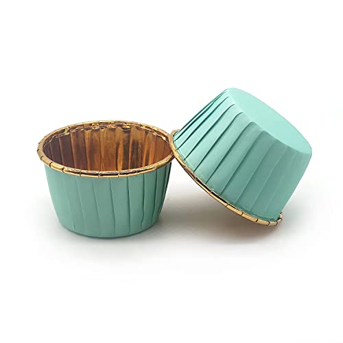 Aluminum Foil Standard Muffin Cupcake Liners, Disposable Baking Cups with Vibrant Color for Party Celebration, Green 50-Count - color: Green