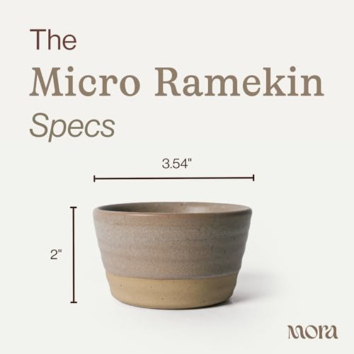 Mora Micro Ramekins Set of 4, 6oz Ceramic Pottery Baking Dishes - Microwave, Oven and Dishwasher Safe - Mushroom - color: Mushroom, size: Micro