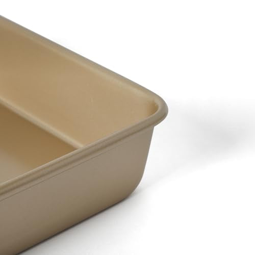 Martha Stewart Gallen 13 x 9 Inch Rectangular Nonstick Carbon Steel Cake and Baking Pan – Champagne, Durable Bakeware for Even Cooking and Easy Release - color: Champagne, size: 13" Cake Pan