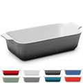 Rossallini Stoneware Loaf Pan for Bread Baking, Glazed, 1 lb, Oyster Grey - color: Oyster Grey