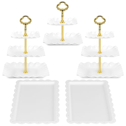 NWK 5-Piece Cupcake Stand & Appetizer Trays Set (Square, Gold) - color: Gold