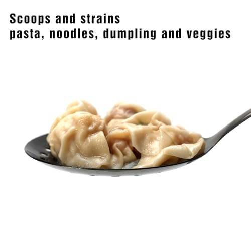 Black Stainless Steel Skimmer Spoon, Metal Slotted Spoon Strainer - color: Z-Black Skimmer