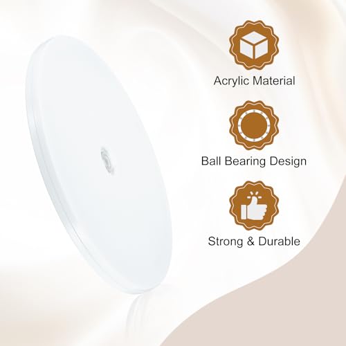 uxcell 4Pack Acrylic Lazy Susan Turntable, 8" Spinner Lazy Susan Turntable Organizer, Acrylic Ball Bearing Rotating Tray for Pantry Spice Rack Decorating, White - size: 8"