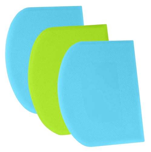 SURDOCA Dough Scraper Bench Scraper - 3P 5.9x4.3" Plastic Flexible Bowl Scraper, Sharp Edge & Angles Cake Scraper. Non-Slip Bakeware Decorating Tools Sculpting & Modeling Tools - Blue+Green+Blue - color: Blue+Green+Blue, size: 15x11cm/5.9x4.3''
