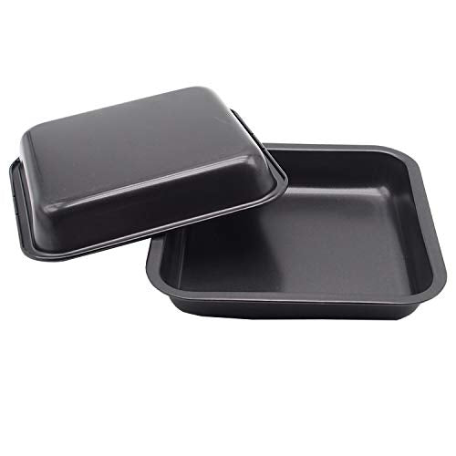 2pcs Mini Baking Pans 8 X 8 Inch (Inner 7.5 X 7.5) Square Cake Pan Bread Pan Nonstick Heavy Carbon Steel Bakeware - size: 8.33x8.33 inch Black