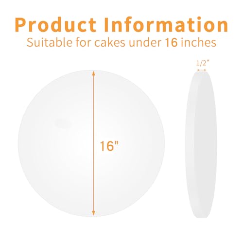 10pcs 16inch Food Grade Cake Rounds,1/2" Thick Cake Base Sturdy Multiple Layers of Corrugated Cardboard for Heavy or Multi Layer Cakes, Pastry, Display (16inch/10pcs) - color: White, size: 16inch/10pcs