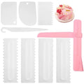 Cake Scraper Set of 9 Packs, Cake Scraper Smoother Set, Adjustable Icing Scraper Polisher Tool, Cake Decorating Comb, Icing Smoother Plastic Sawtooth Cake Icing Kitchen Baking Cake Edge (White) - color: White