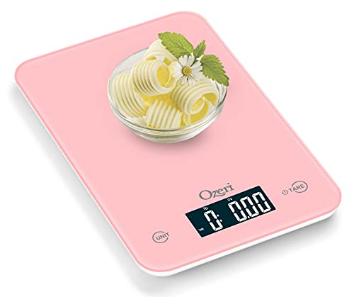 Ozeri Touch Digital Kitchen Scale (12 lbs Edition) in Tempered Glass - color: Crystal Rose