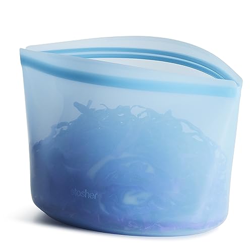 Stasher Premium Reusable Silicone Food Storage Bowl, Blue, 8-Cup - color: Blue, size: 8-Cup