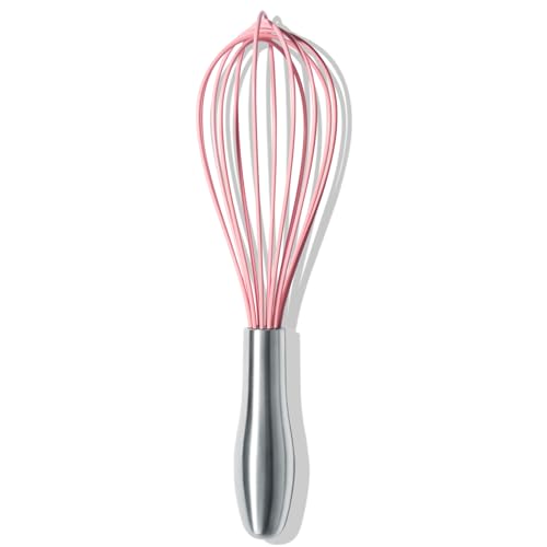 OYV 10-Inch Pink Silicone Whisk, Non-Scratch, 18/10 Stainless Steel Handle - size: 10 inch pink