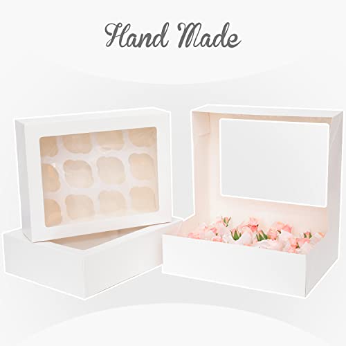 Bakepacker Auto-pop Up Cupcake Boxes with Window White 40PCS 12 Count - color: White, 40