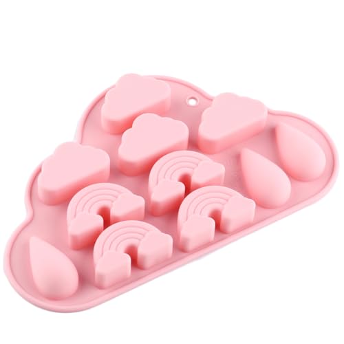 11 Cavity Rainbow Cloud Raindrop Silicone Candy Molds - color: Style D
