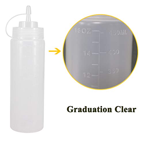 8 Pack 16 oz Plastic Squeeze Condiment Bottles with Cap Lids - size: (2) 16 oz(8pack) Standard Cap