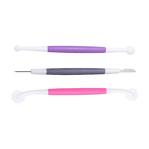 Vctitil 3Pcs Cake Decorating Tools,Fondant Sugar DIY Tools Cake Supplies,Pastry Carving Cutter Decorating Needle Tool Sugar Cookie Baking Scribing Tool