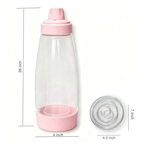 2PCS Pancake Batter Dispenser & Mixer Bottles, 1000ml Leak-Proof Silicone Squeeze Bottle, BPA Free & Dishwasher Safe for Pancakes, Waffles, Muffins, Crepes & Cupcakes (pink) - color: pink