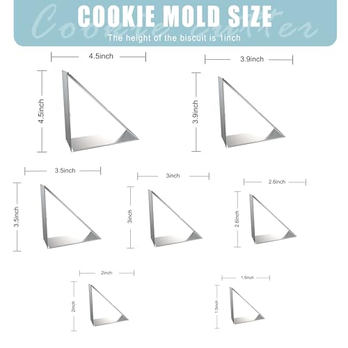 ZADE Triangle Cookie Cutters Set, 7PCS Stainless Steel Kitchen Baking Tools - color: Triangle