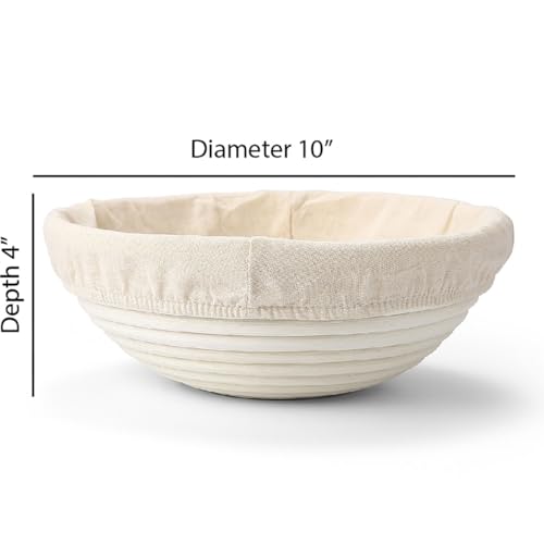 Saint Germain Bakery Premium Round Bread Banneton Basket with Liner - Perfect Brotform Proofing Basket for Making Beautiful Bread (10 inch) (Pack of 2) - size: 10 inch (Pack of 2)