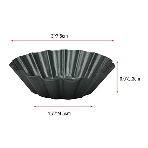 12 Pack Egg Tart Pan, Small Nonstick Carbon Steel Tartlet Tins - size: bigger 3"