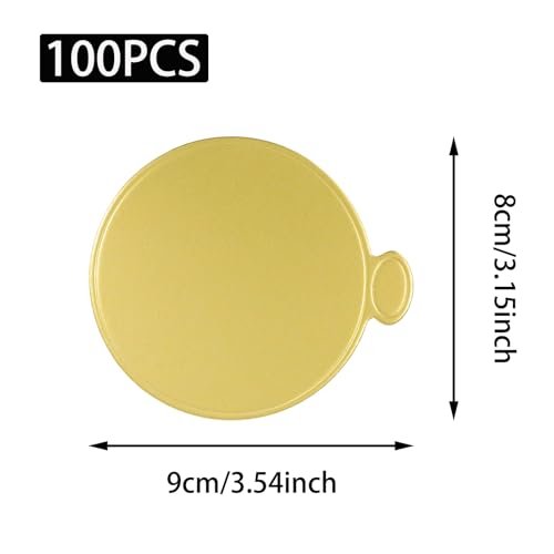 9cm/3.54inch 100Pcs Round Golden Mini Cake Board, Mousse Base Paper Plates Dessert Boards, Durable Circle Dessert Boards for Baking Parties/Cake Enthusiast - size: 9cm/3.54inch Round