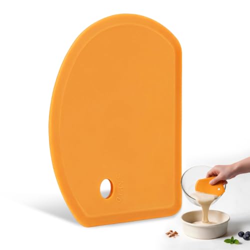 Sapid Flexible Curved Edge Silicone Bowl Scraper Dough Scraper Baking Bread - color: Orange