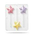 3374 Star Lollipop Chocolate Candy Mold, Clear Plastic, 3 Cavities, 2.5 Inch