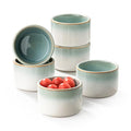 UNICASA 8 oz Ceramic Ramekins Set of 6, Light Blue Ombre Gradient - color: Light Blue, size: 8oz x 6pc