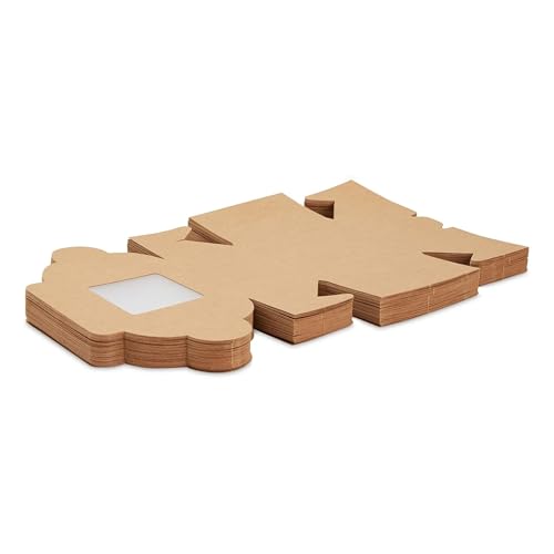 Juvale Cookie Boxes with Window - 50 Pack, 4 x 4 x 2.5 in Brown Cardboard - Pastry Containers & Cupcake Box for Baked Goods Packaging - Mini Treat Holders
