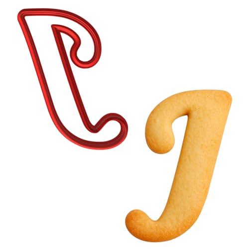 Mighty Gadget Fancy Cursive Letter A to Z Cookie Cutter - 4" Tall Alphabet Baking Mold (Random Color) (J) - color: J