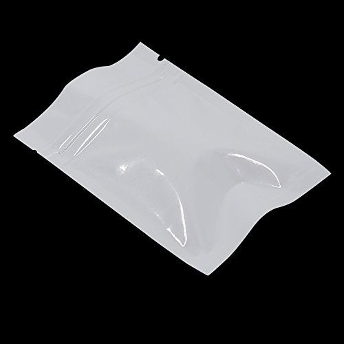 100 Pack 3.1x4.7 inch Opaque White Reusable Resealable Mylar Bags - color: White, size: 3.1x4.7 inch
