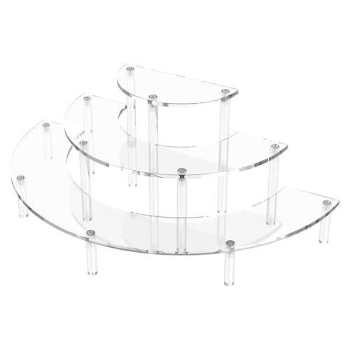 Dooiclear 3 Tier Acrylic Display Risers 1 Pack, Half Moon Cupcake Stand