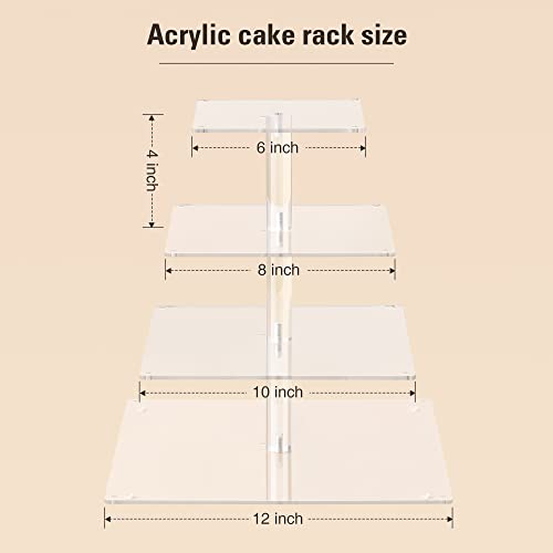 4 Tier Cupcake Stand with LED String Light, Acrylic Cupcake Display Stand - color: Colorful