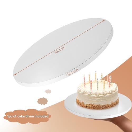 Oungg 1 Pack 10x10x10 Inches Cake Boxes with Window,Cake Boxes with 10 in Cake Boards, Cake Drum White (1-pack) for Birthdays