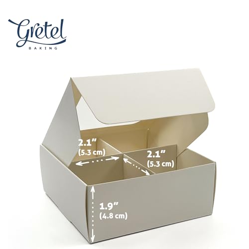 20-Ct White Treat Boxes, 4.5x4.5x1.9in, Window & Dividers - color: White, size: 4.5 x 4.5 x 1.9 in (4 compartments)