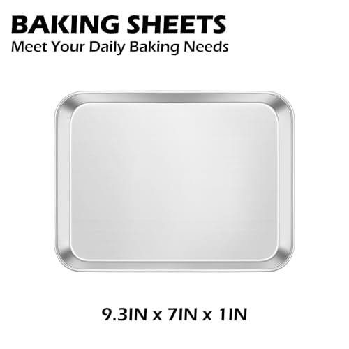 Leonyo Non-Toxic 9x7IN Small Stainless Steel Baking Sheet Pans, 2 Pack - size: 9x7IN
