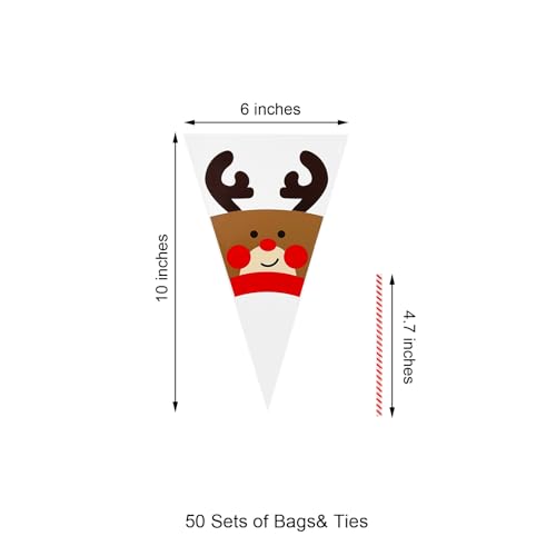 EKAPACKAGING 6x10in Christmas Reindeer Food Bags with Ties, 50Pcs - color: Reindeer, size: 6X10 INCHES