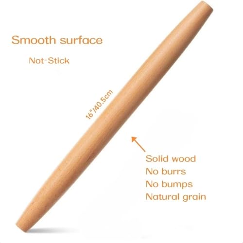 16 Inches French Wooden Rolling Pin for Baking,Dough Roller for Fondant Pie - color: Beech Wood color